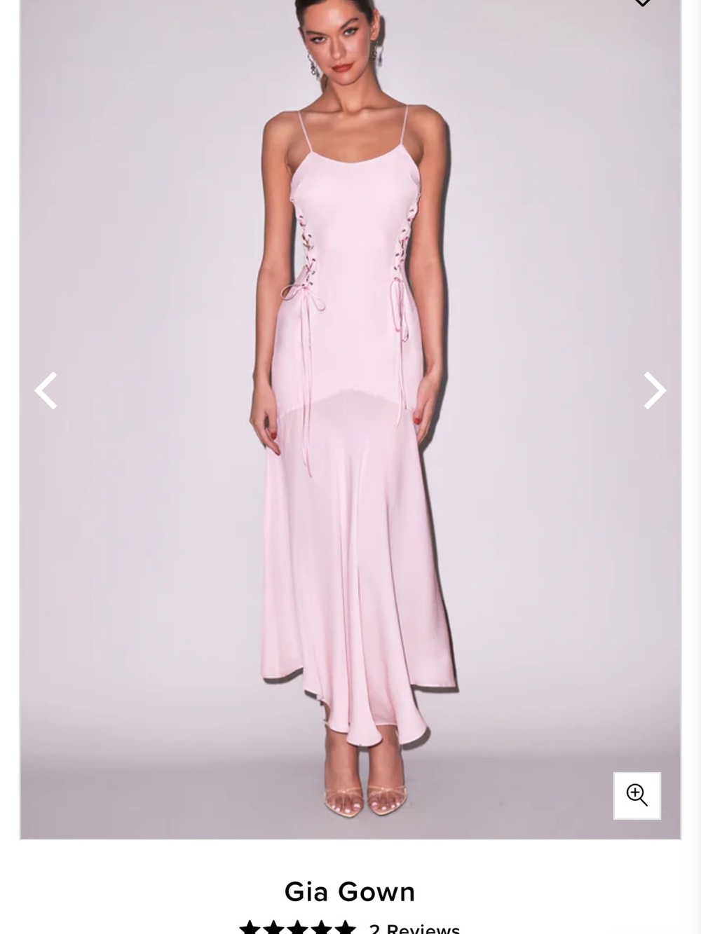 Fleur du Mal Pale Pink Lace-Up Slip Maxi Dress